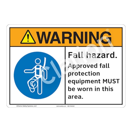 ANSI/ISO Compliant Warning Fall Hazard Safety Signs Outdoor Flexible Polyester (Z1) 12 X 18